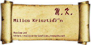 Milics Krisztián névjegykártya